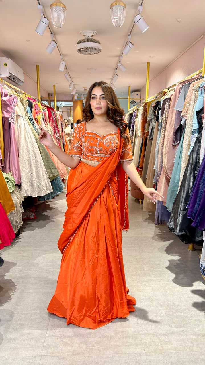 Embellished Ready-to-Wear Saree with Designer Blouse