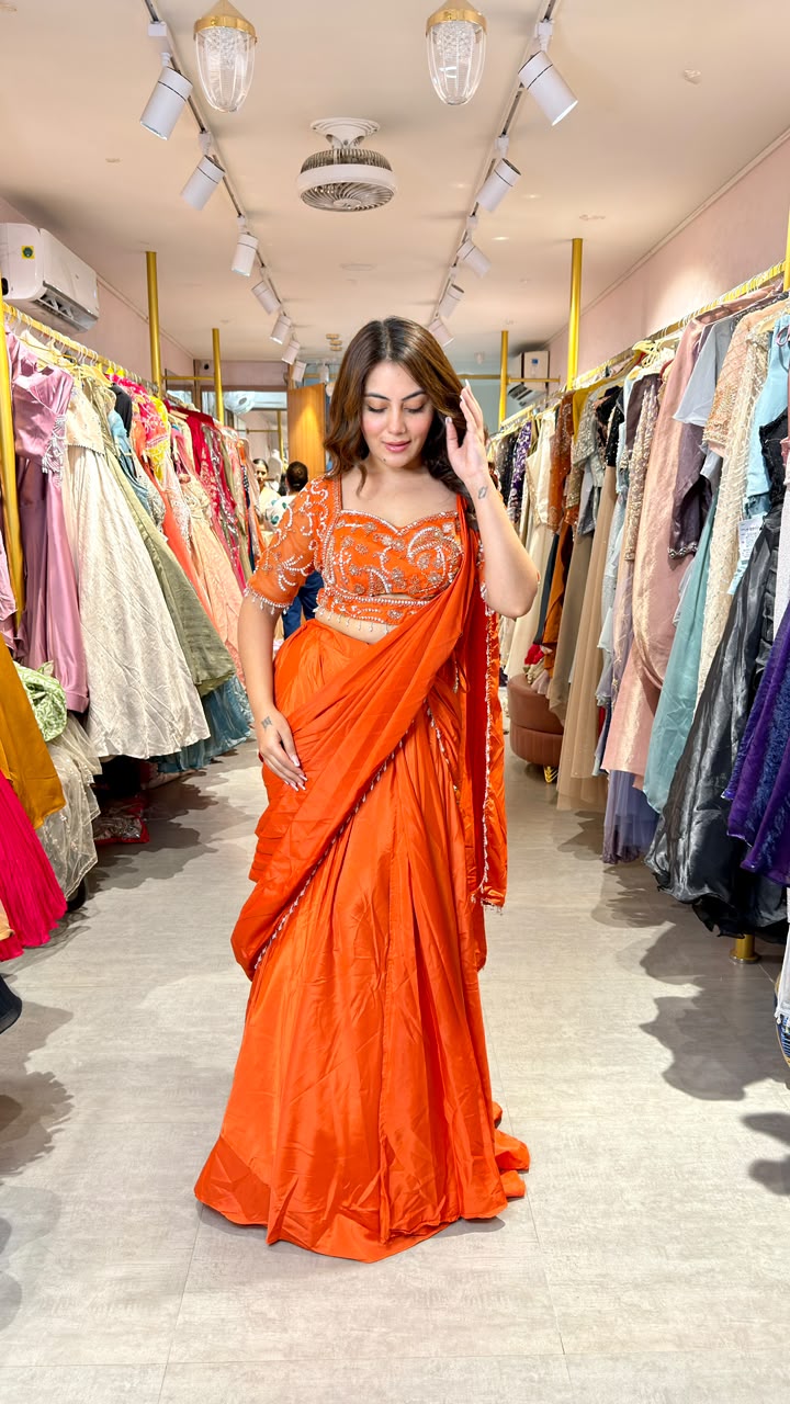 Embellished Ready-to-Wear Saree with Designer Blouse