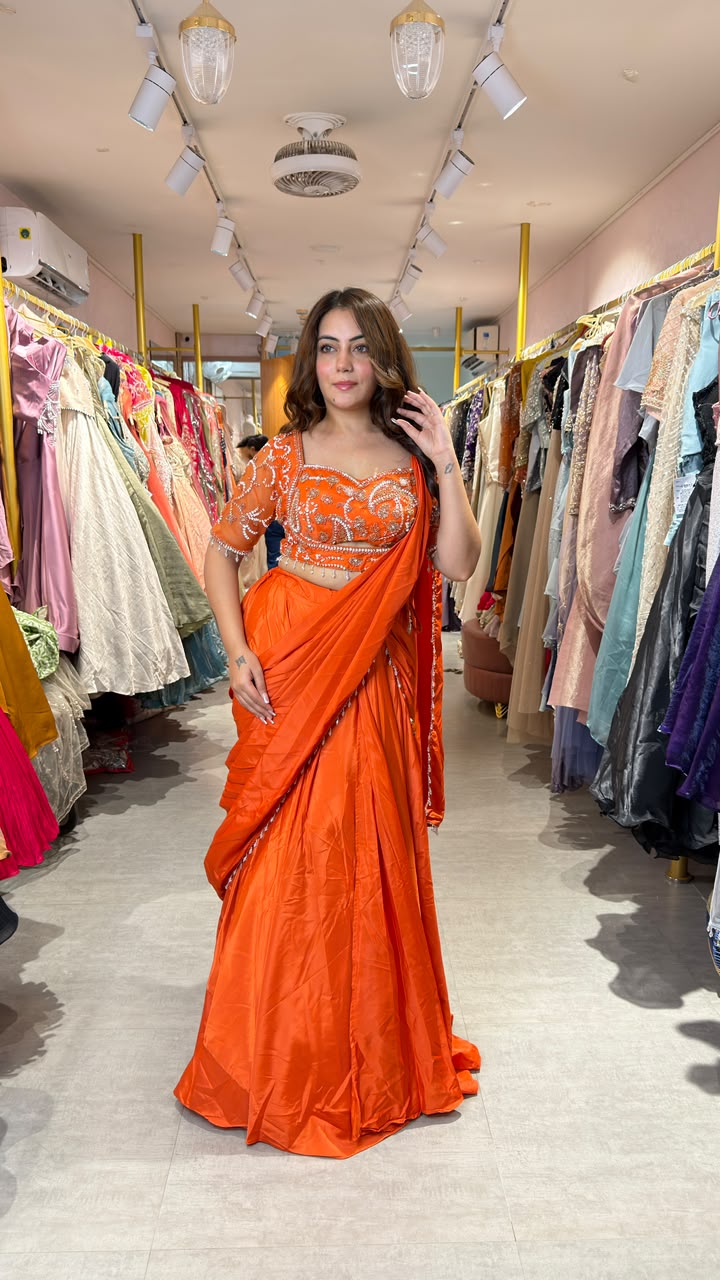 Embellished Ready-to-Wear Saree with Designer Blouse