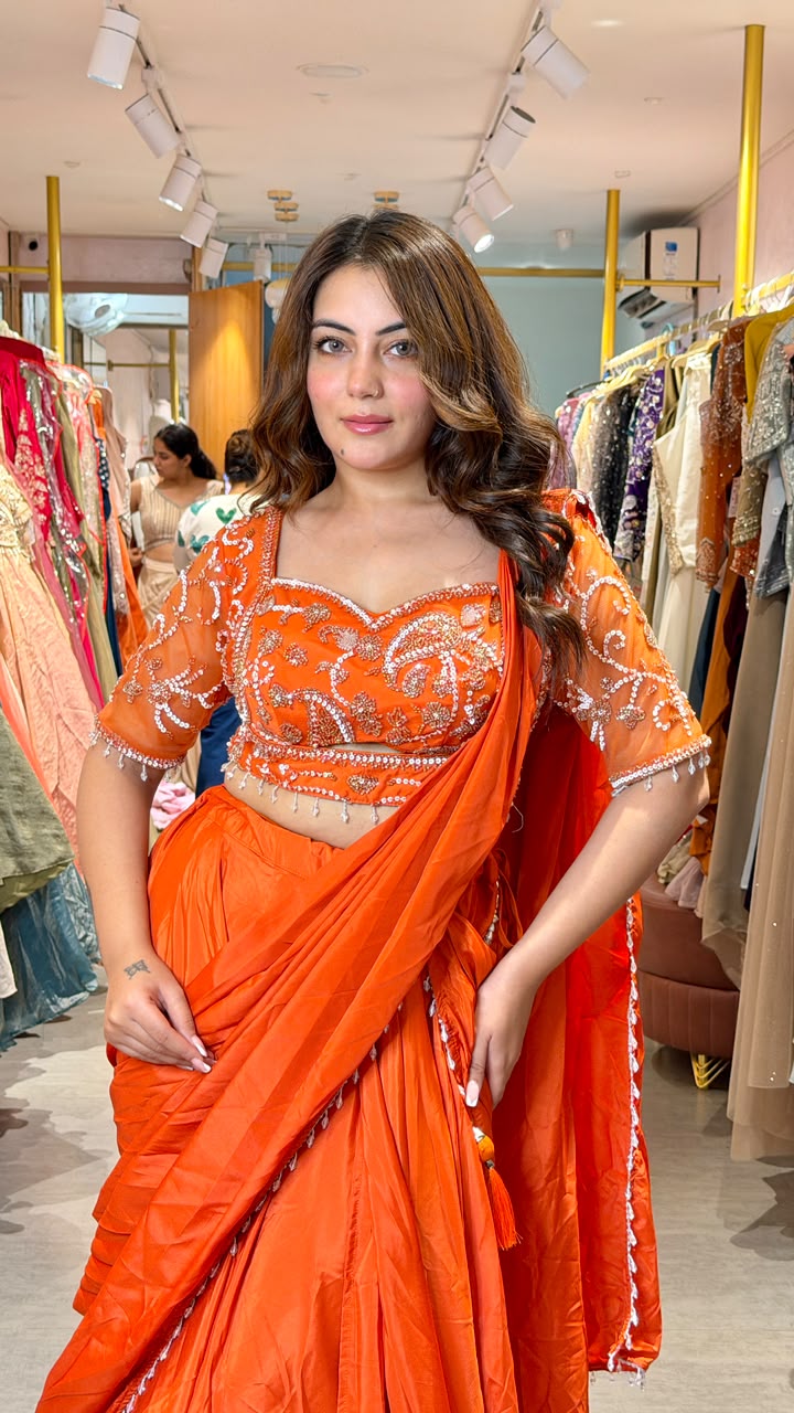 Embellished Ready-to-Wear Saree with Designer Blouse