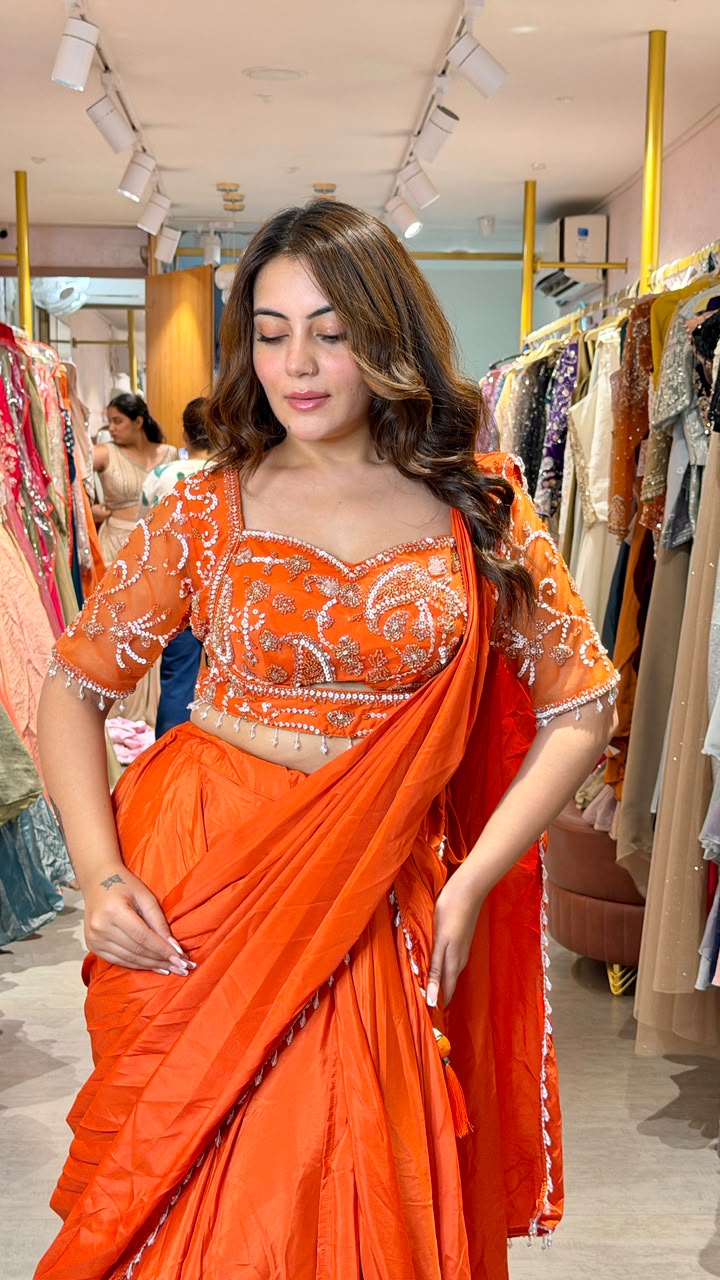 Embellished Ready-to-Wear Saree with Designer Blouse