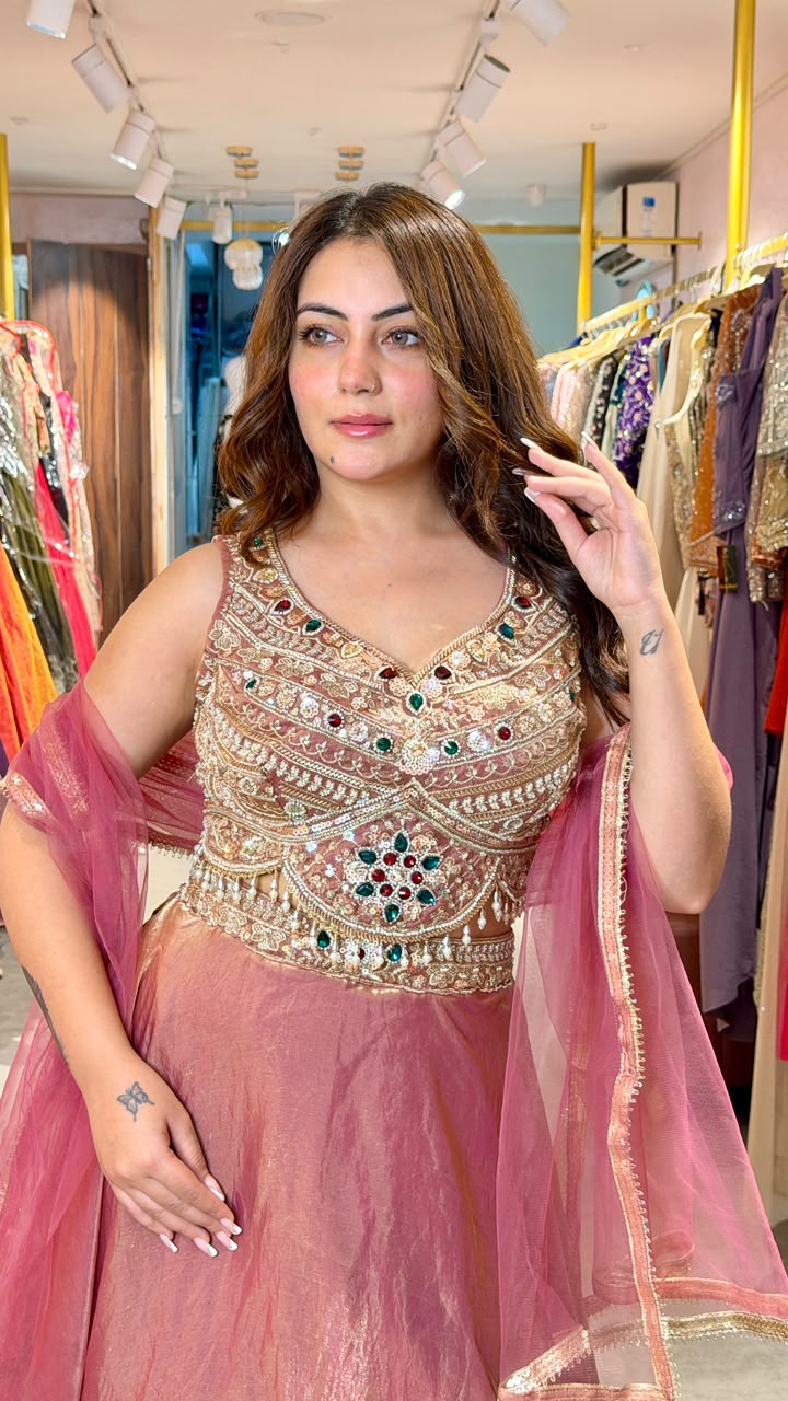 Designer Embellished Anarkali Gown with Dupatta