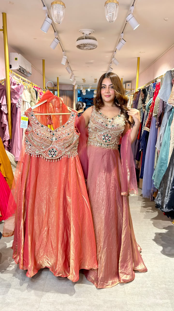 Designer Embellished Anarkali Gown with Dupatta