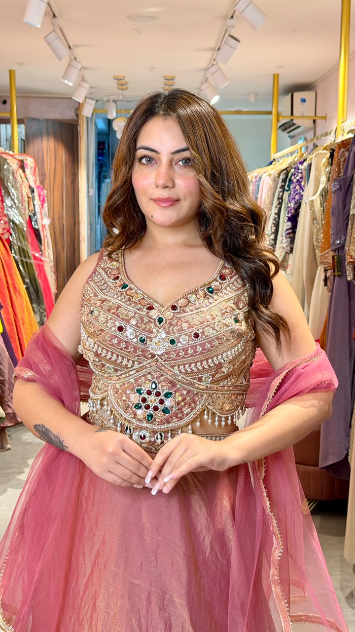 Designer Embellished Anarkali Gown with Dupatta