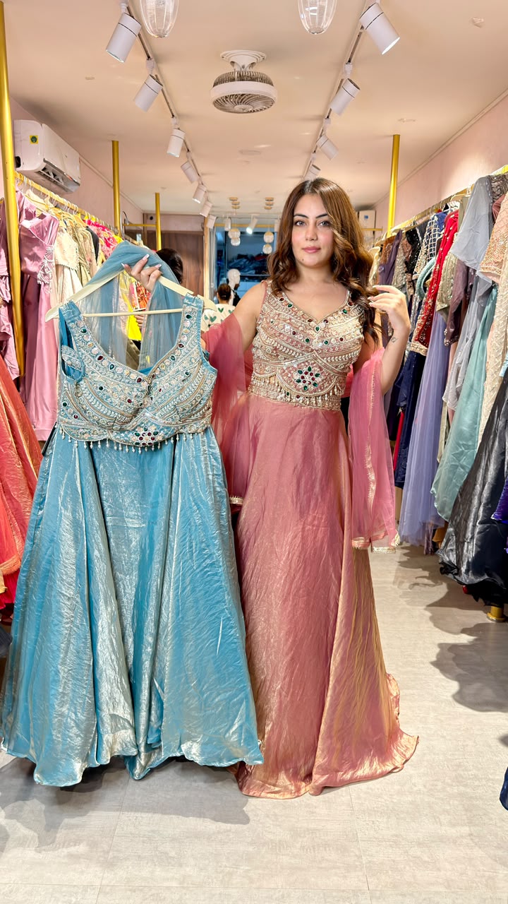 Designer Embellished Anarkali Gown with Dupatta