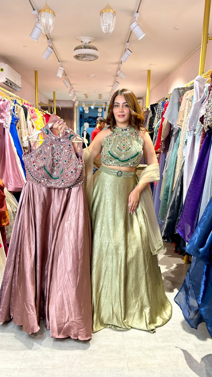 Embellished Halter Neck Lehenga Set