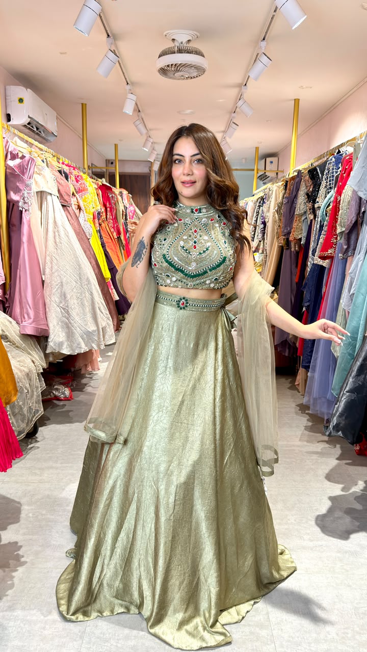 Embellished Halter Neck Lehenga Set
