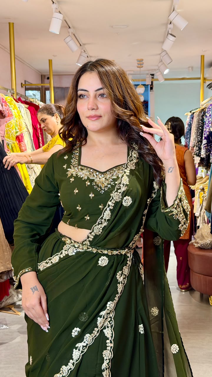Embroidered Ready-to-Wear Saree Gown