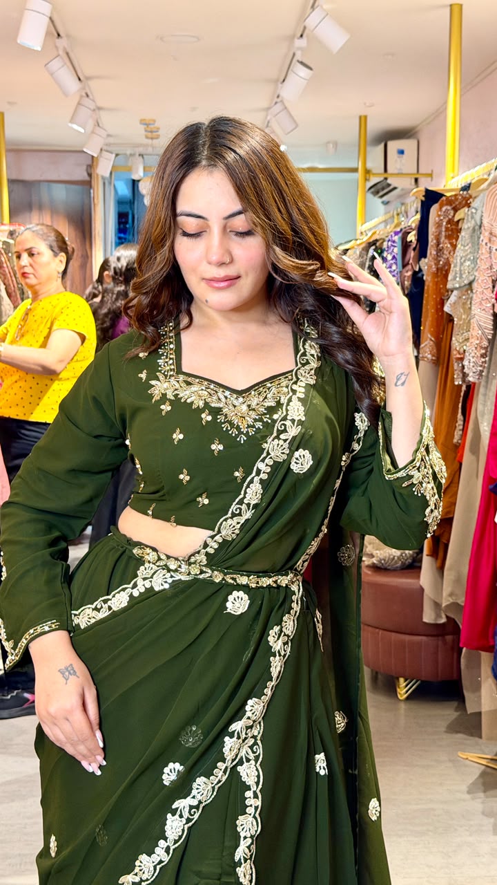 Embroidered Ready-to-Wear Saree Gown