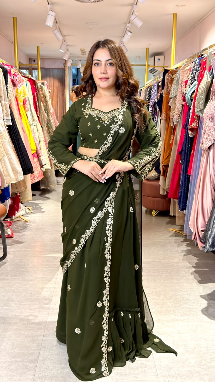Embroidered Ready-to-Wear Saree Gown