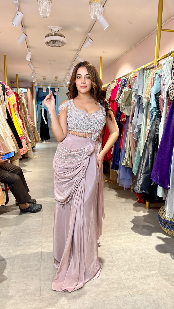 Designer Embellished Drape Saree Gown