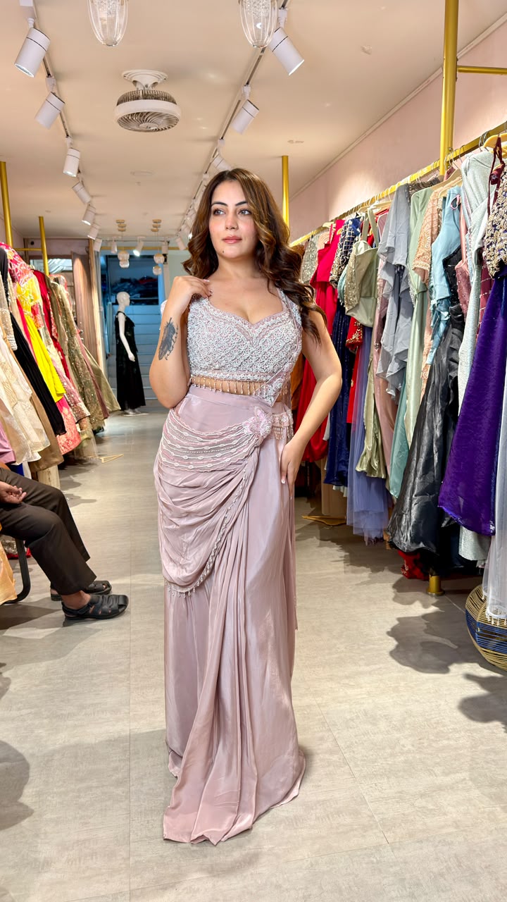 Designer Embellished Drape Saree Gown