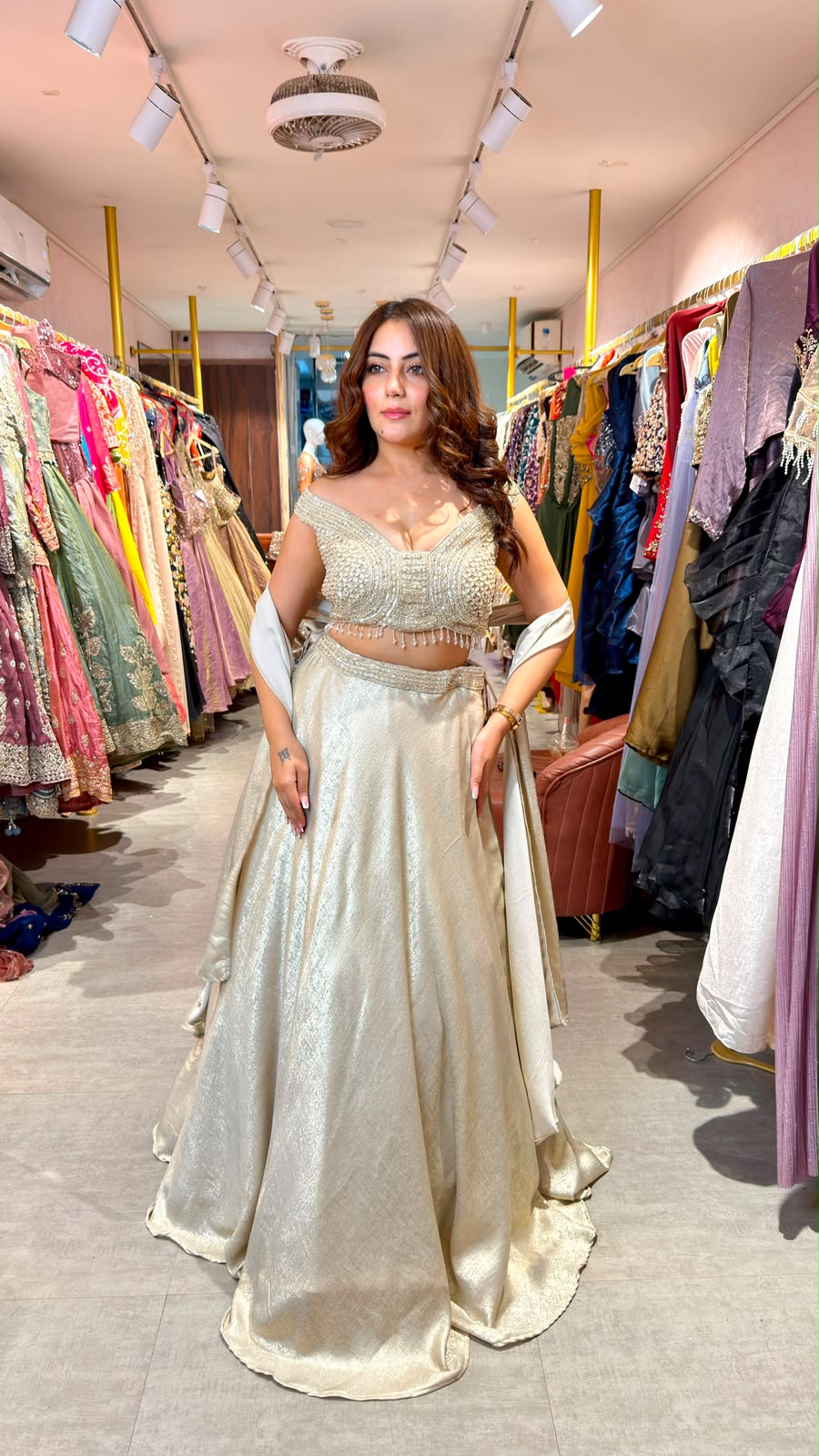Champagne Gold Embellished Lehenga Set