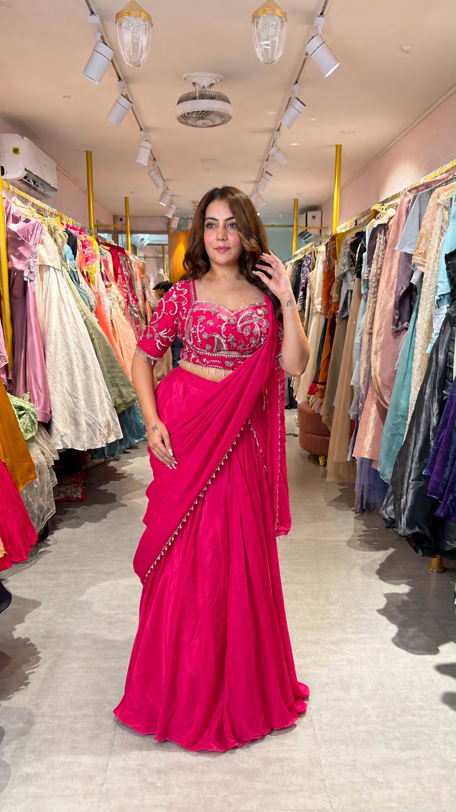 Embellished Ready-to-Wear Saree with Designer Blouse
