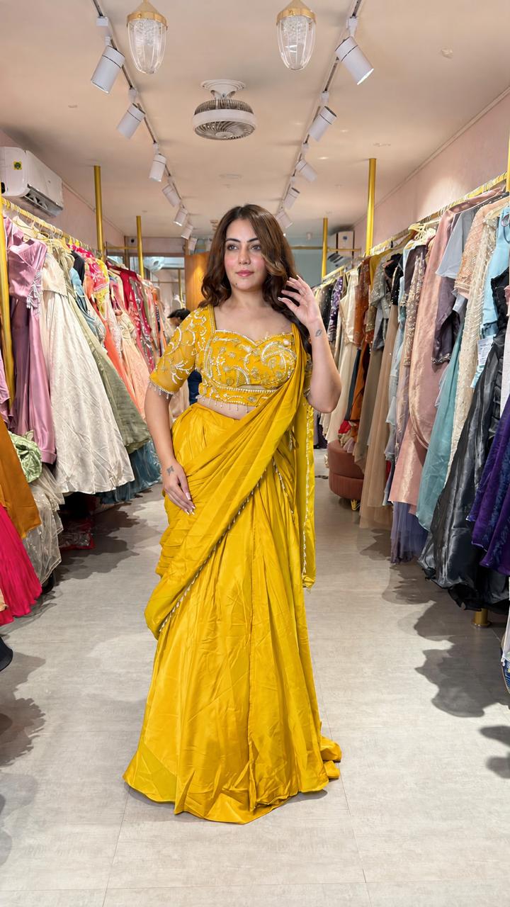 Embellished Ready-to-Wear Saree with Designer Blouse