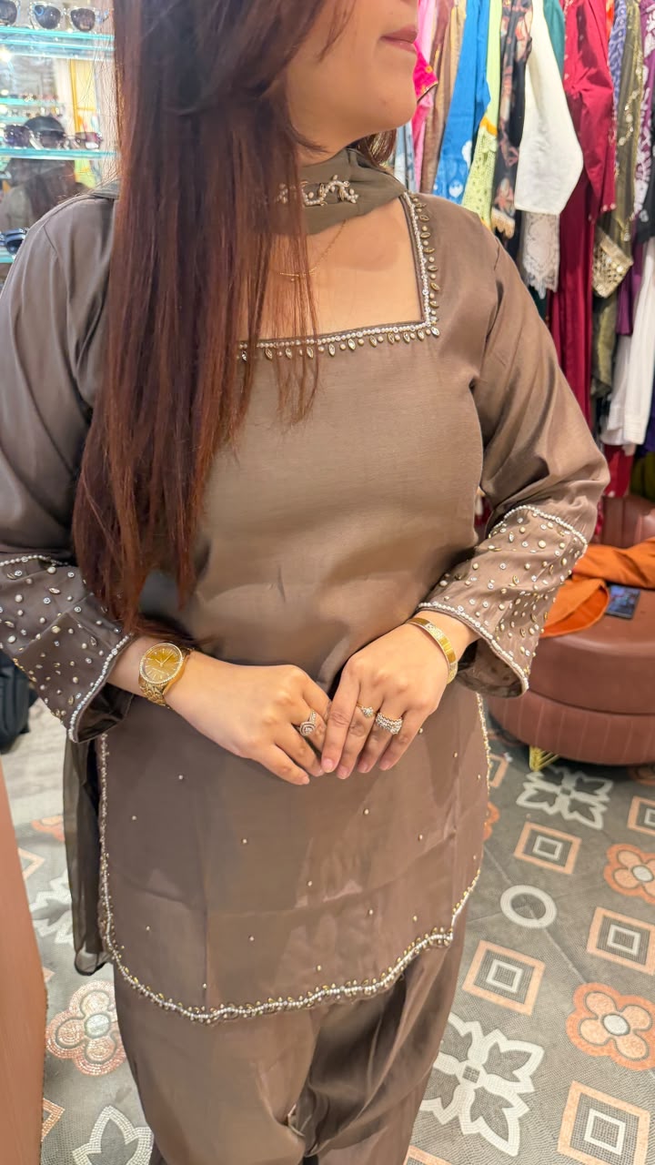 Embellished Straight Kurta with Patiala Salwar & Dupatta Set