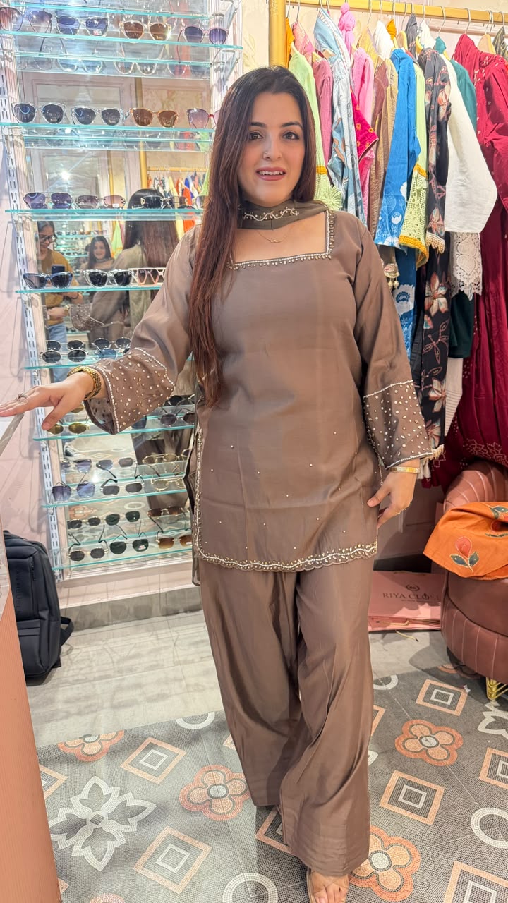 Embellished Straight Kurta with Patiala Salwar & Dupatta Set