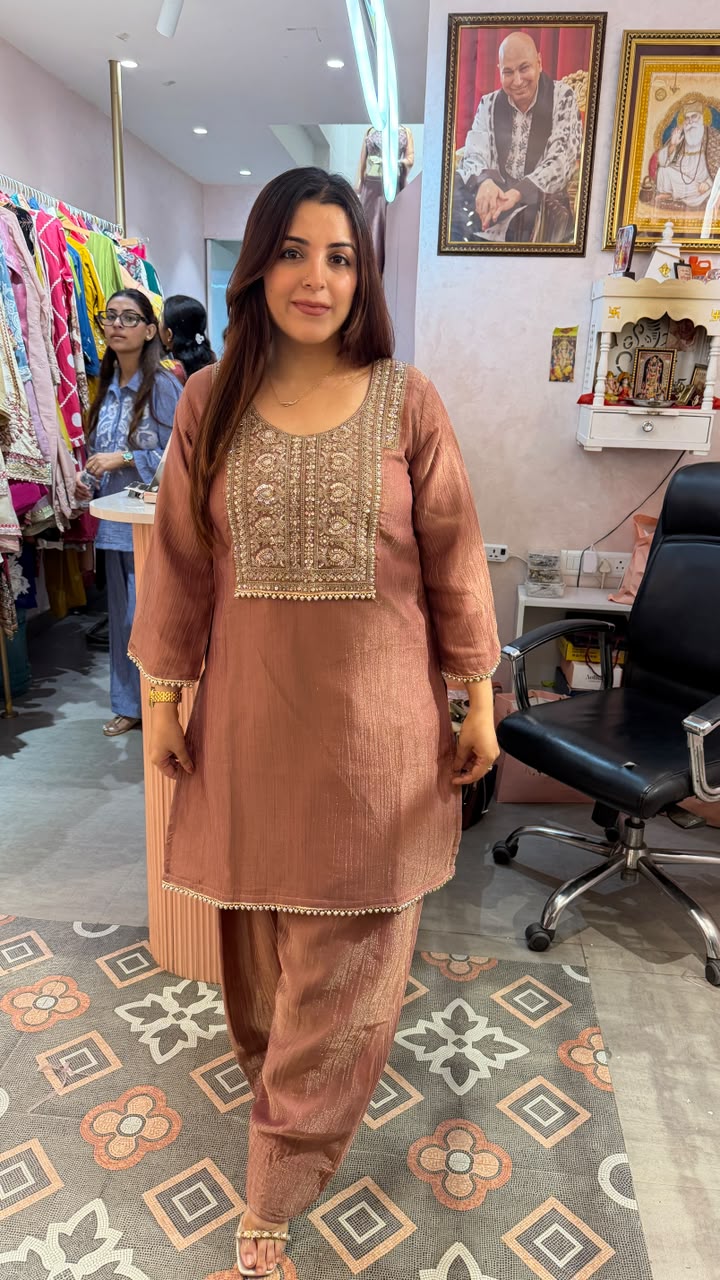 Embroidered Straight Kurta Set with Pleated Dupatta