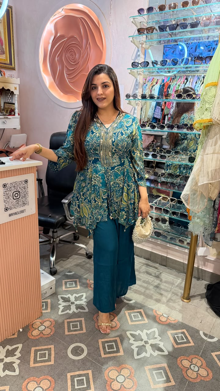 Printed Peplum Kurti Co-ord Set
