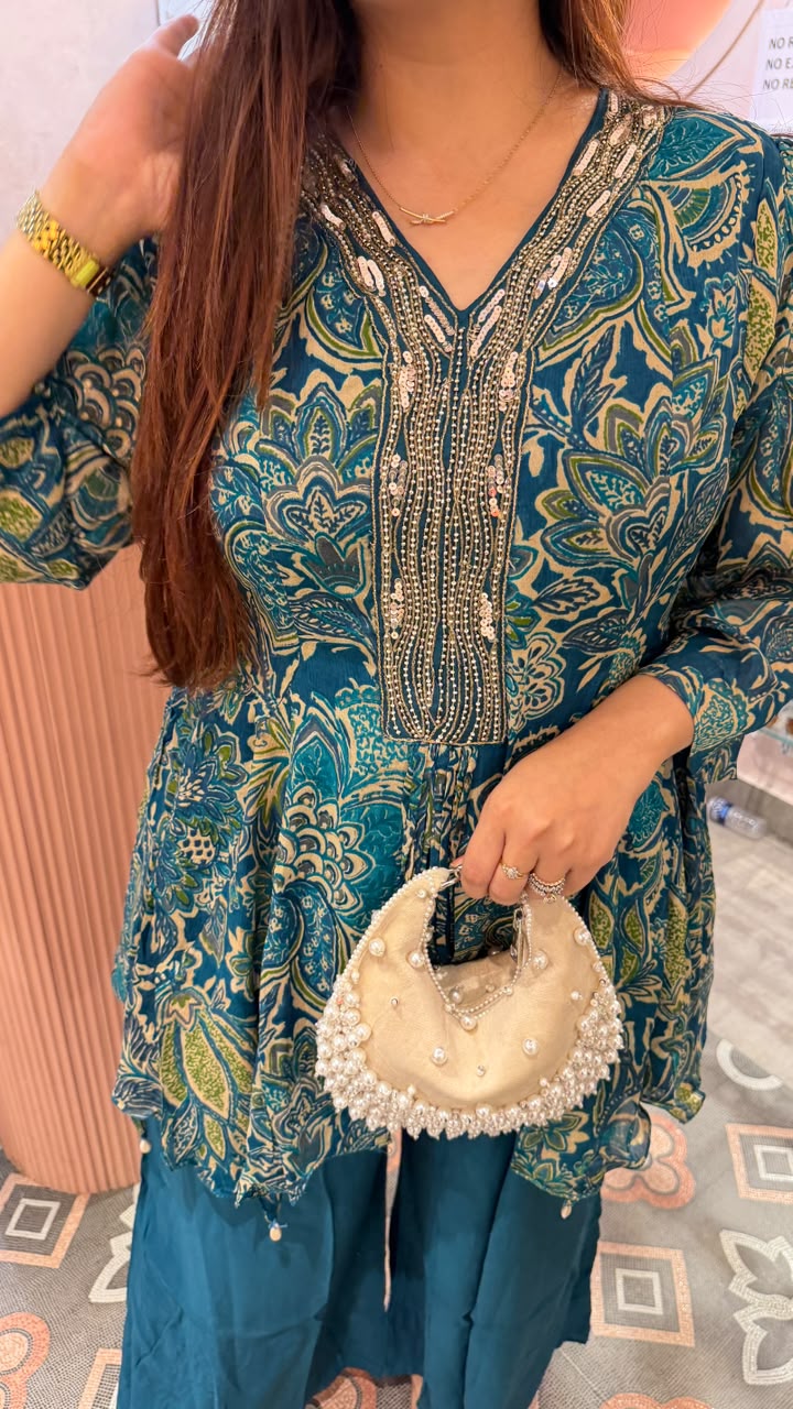 Printed Peplum Kurti Co-ord Set