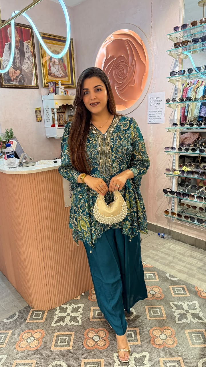 Printed Peplum Kurti Co-ord Set