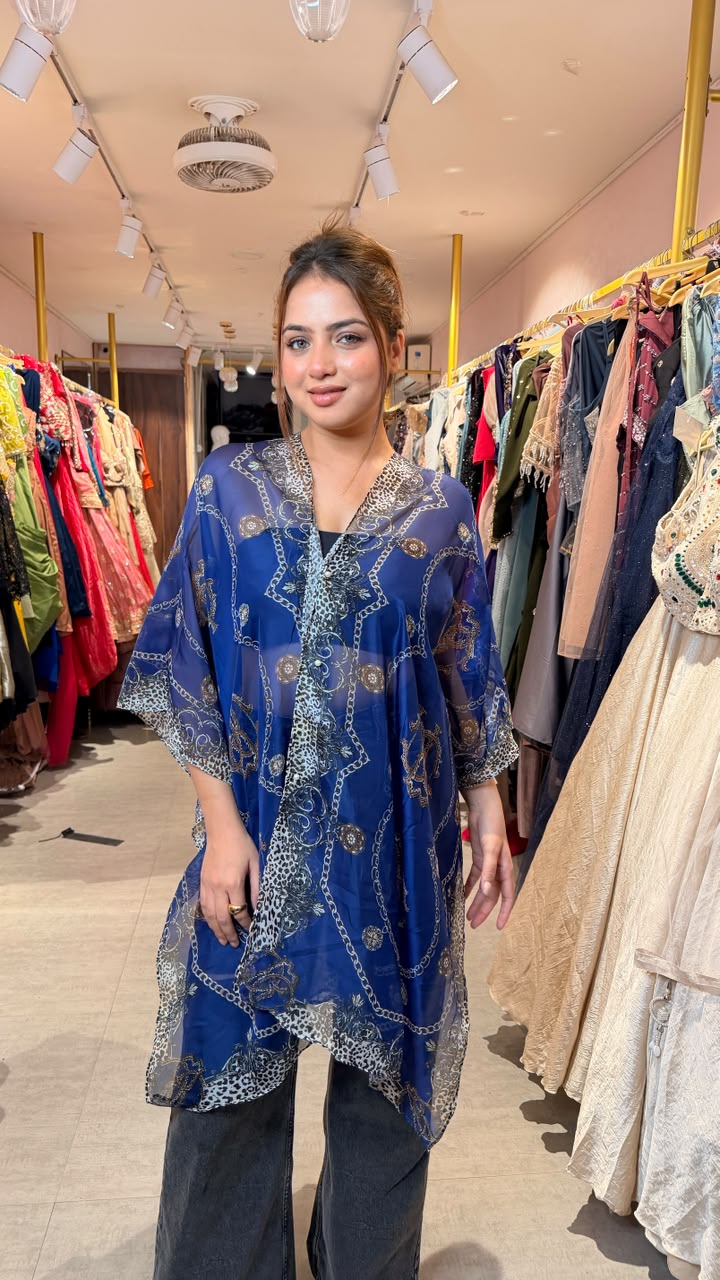 Printed Chiffon Kaftan Top
