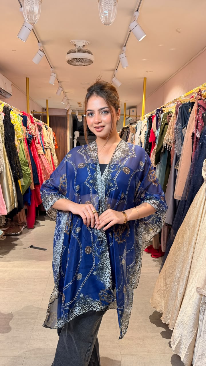 Printed Chiffon Kaftan Top