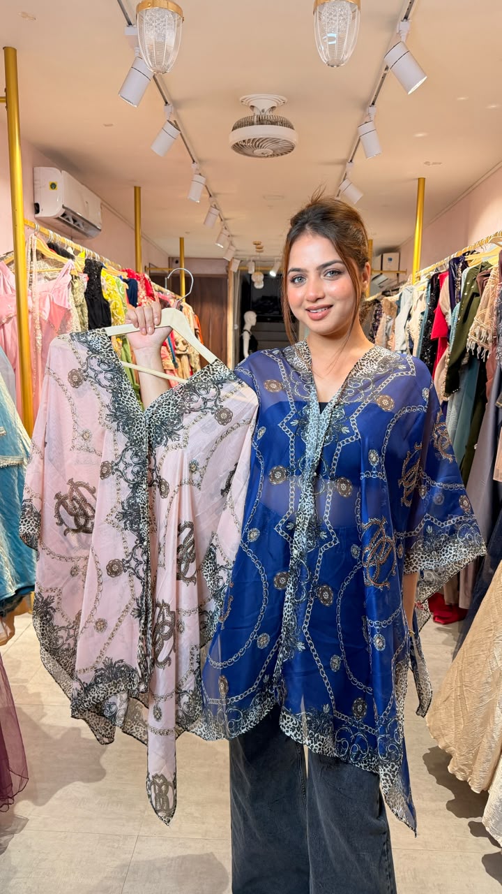 Printed Chiffon Kaftan Top