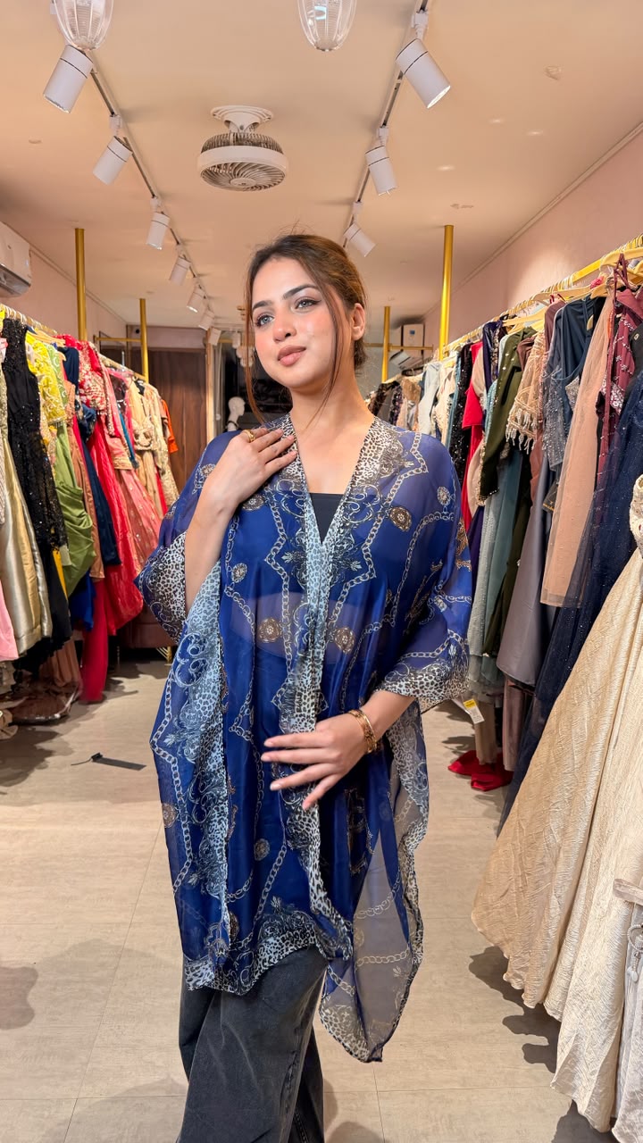Printed Chiffon Kaftan Top