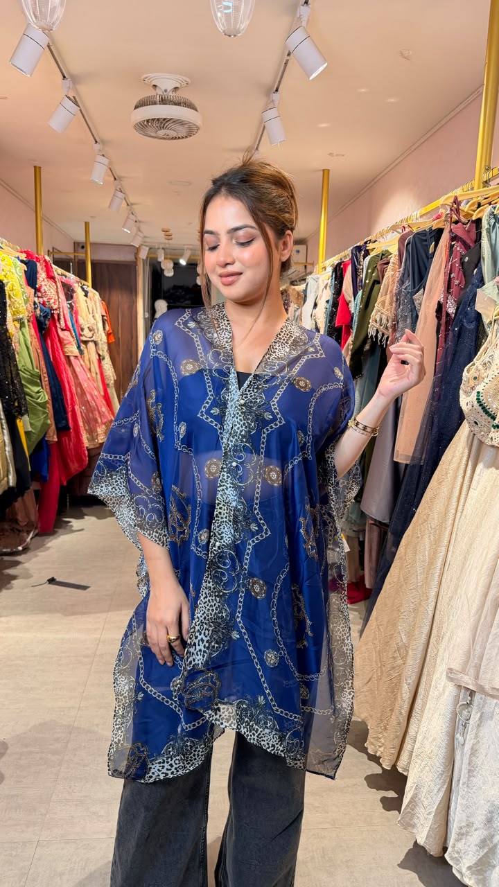 Printed Chiffon Kaftan Top