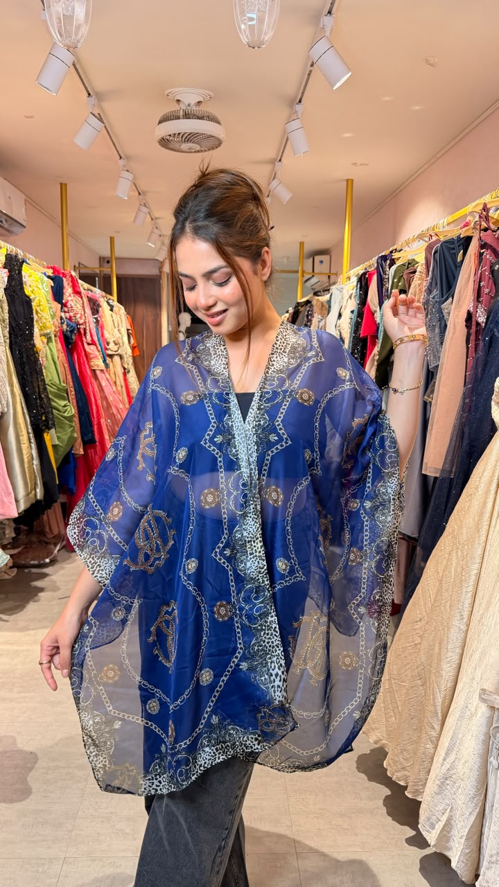 Printed Chiffon Kaftan Top