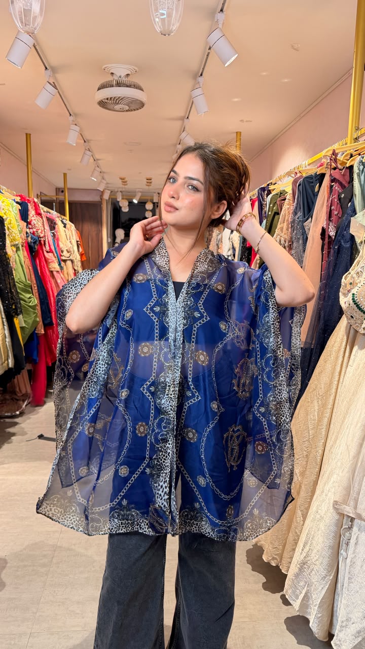 Printed Chiffon Kaftan Top