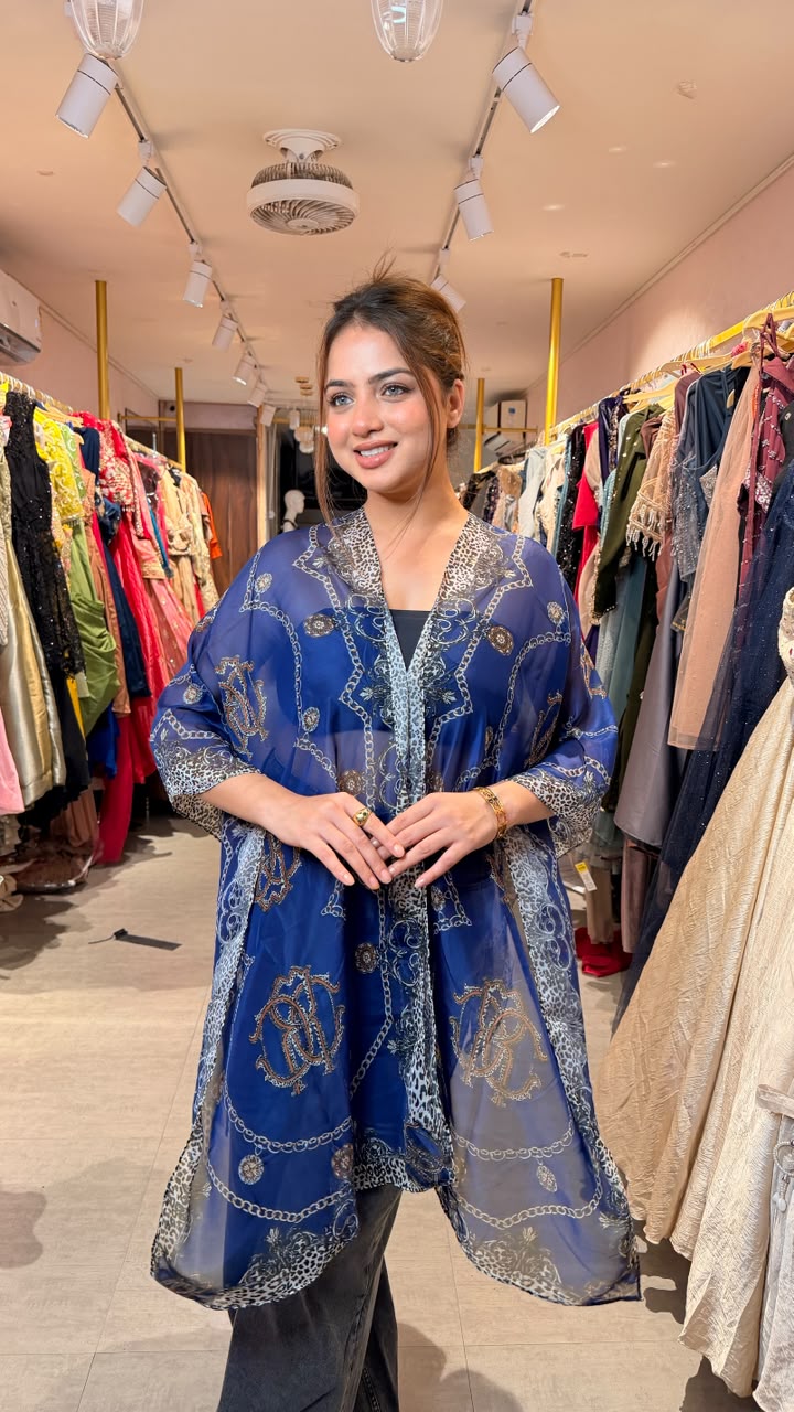 Printed Chiffon Kaftan Top