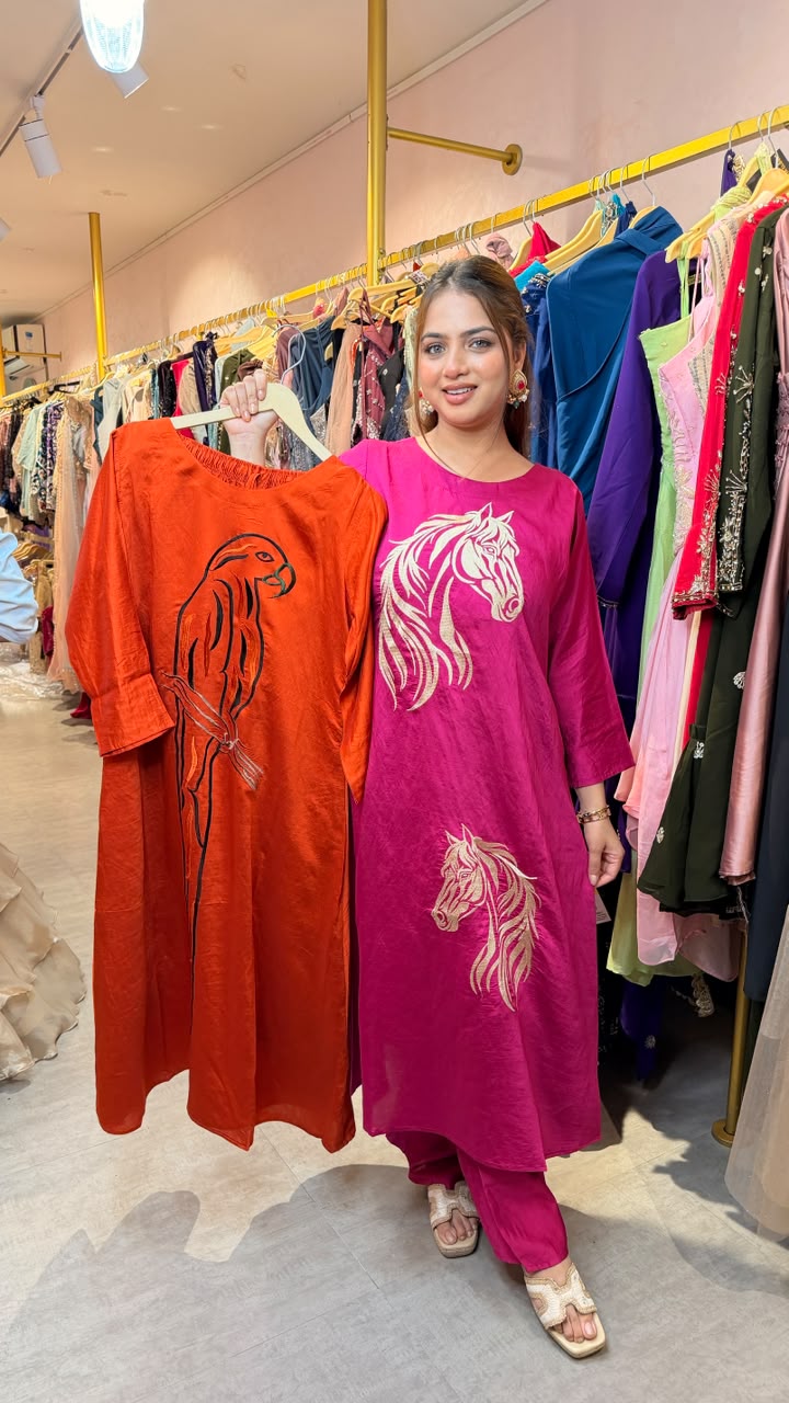 Thread work Motif Straight Kurta Set