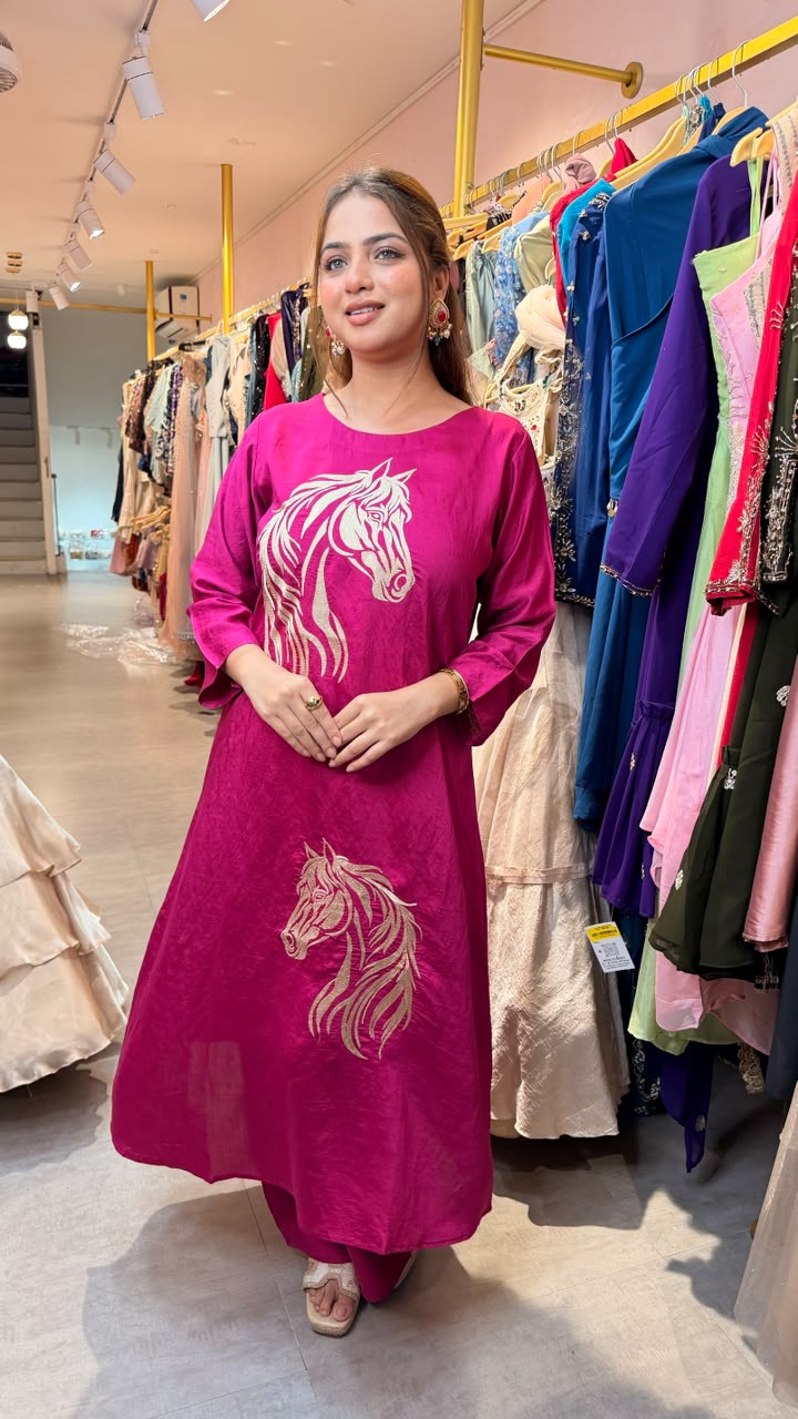 Thread work Motif Straight Kurta Set