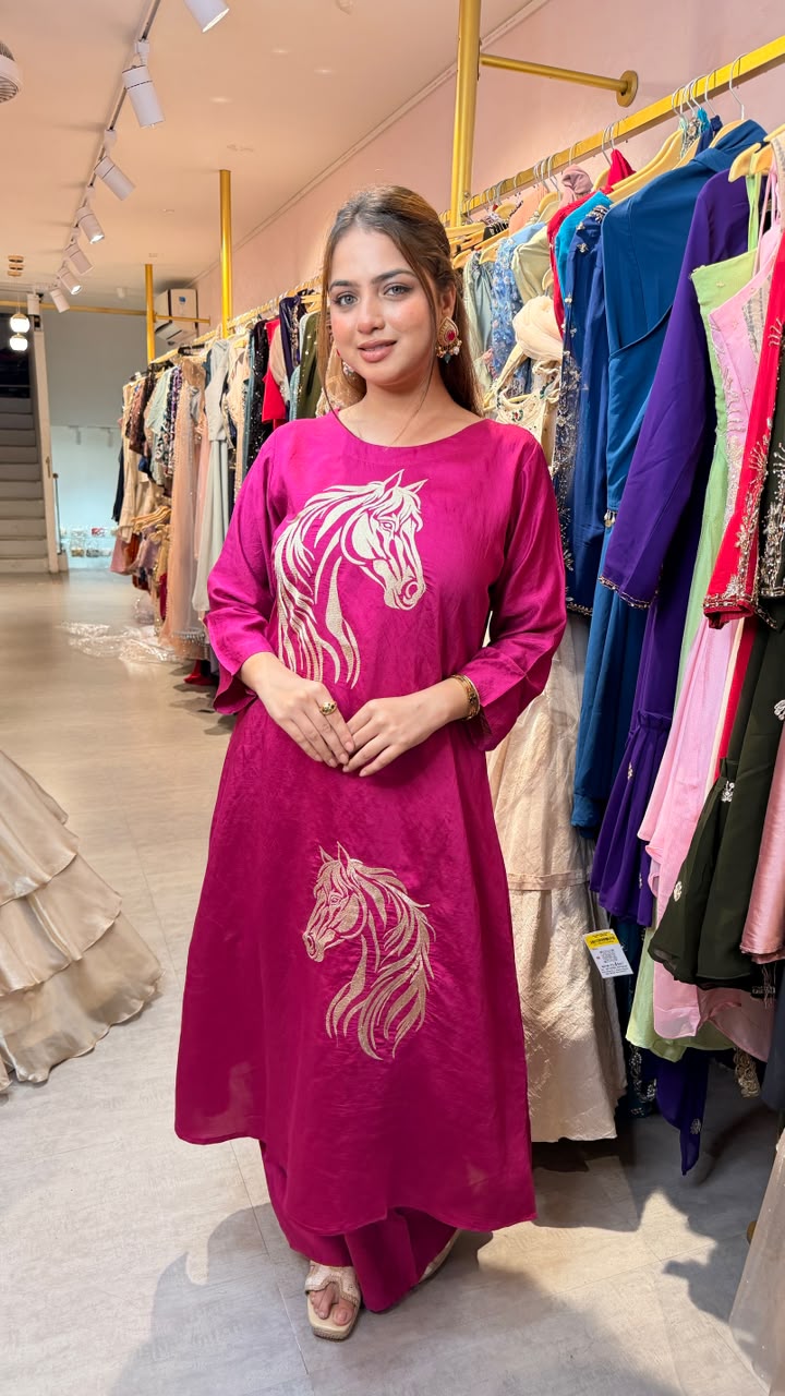 Thread work Motif Straight Kurta Set