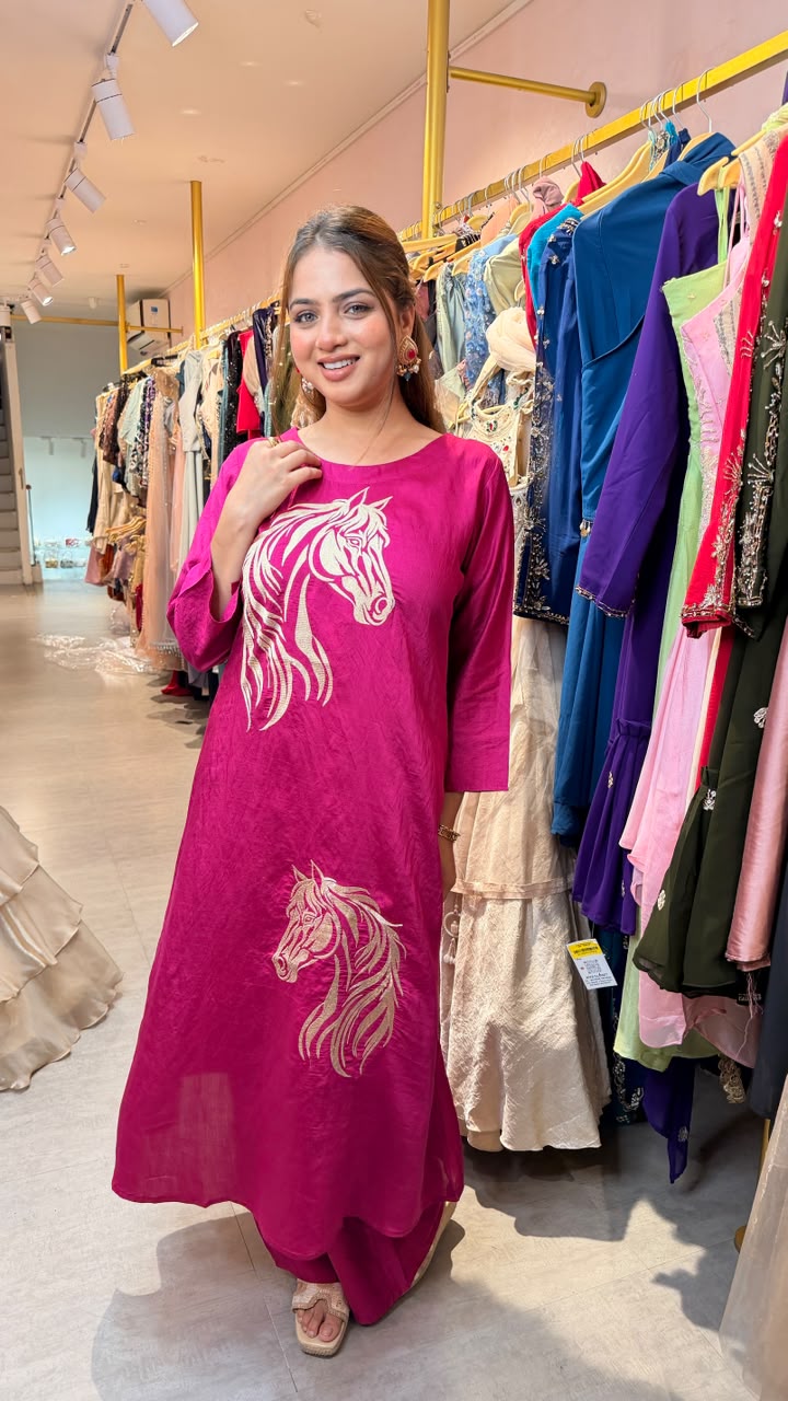 Thread work Motif Straight Kurta Set