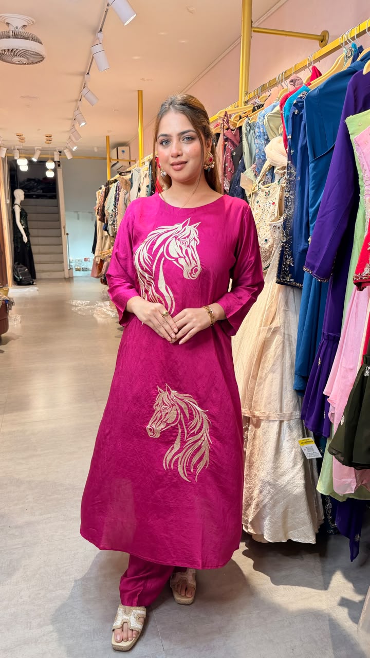 Thread work Motif Straight Kurta Set