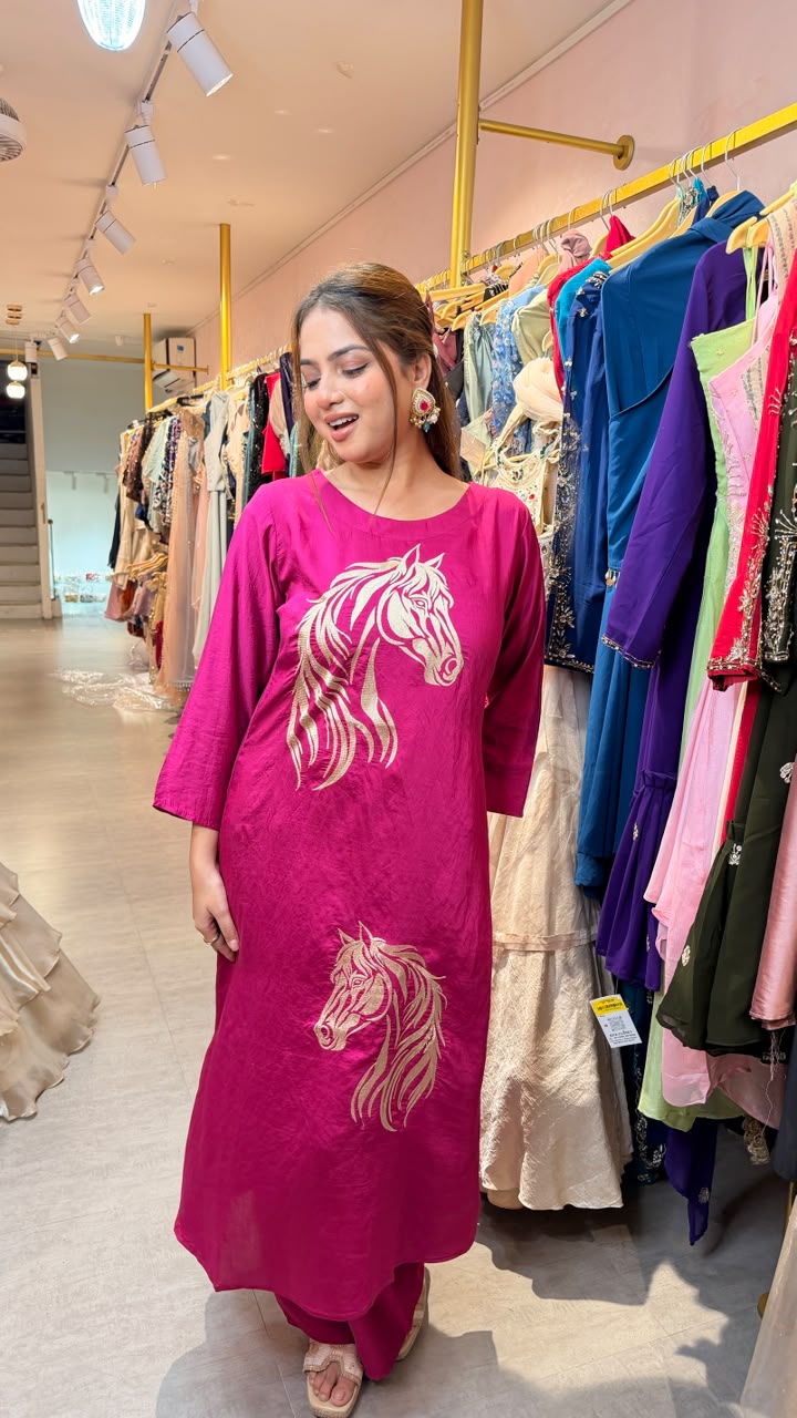 Thread work Motif Straight Kurta Set