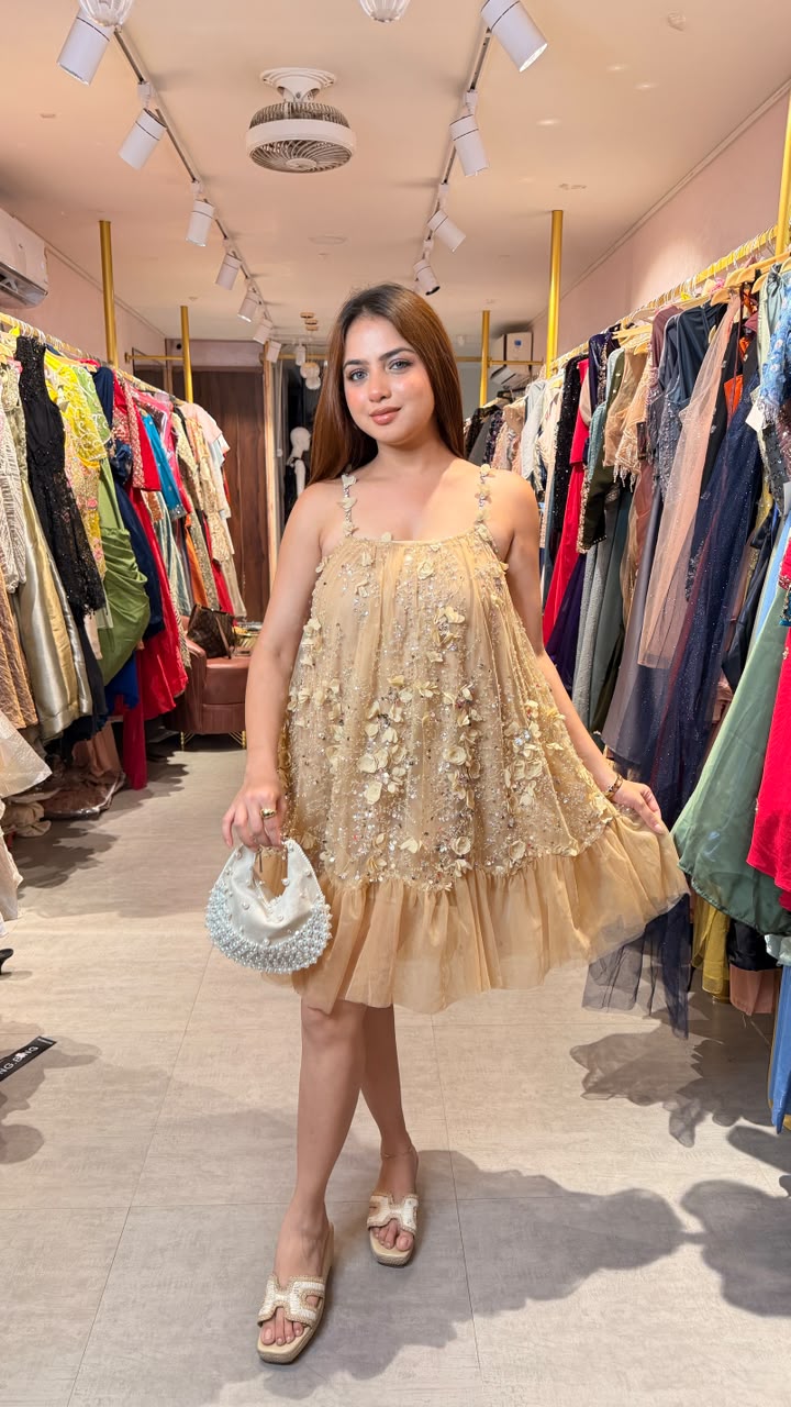Luxury 3D Floral Embellished Baby Doll Dress with Jacket