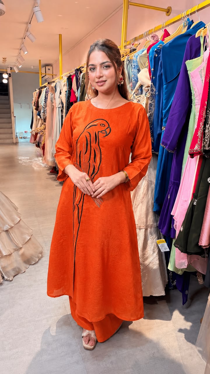 Thread work Motif Straight Kurta Set