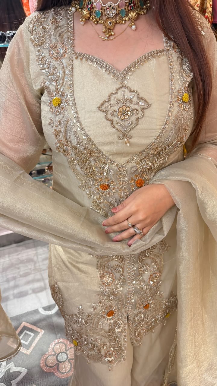 “Ivory Zari Bloom” – Luxury Chikankari Anarkali Suit