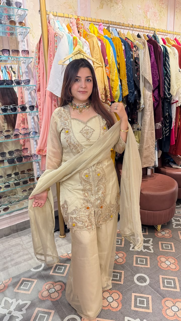 “Ivory Zari Bloom” – Luxury Chikankari Anarkali Suit