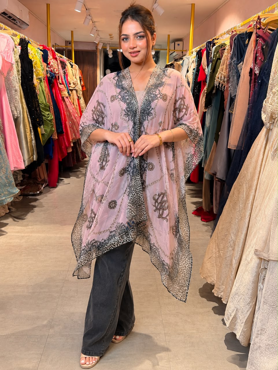 Printed Chiffon Kaftan Top