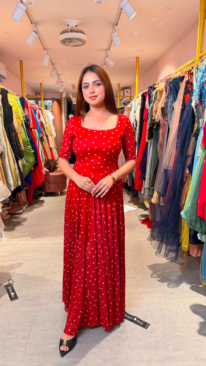 Ruby Dot Flare Gown