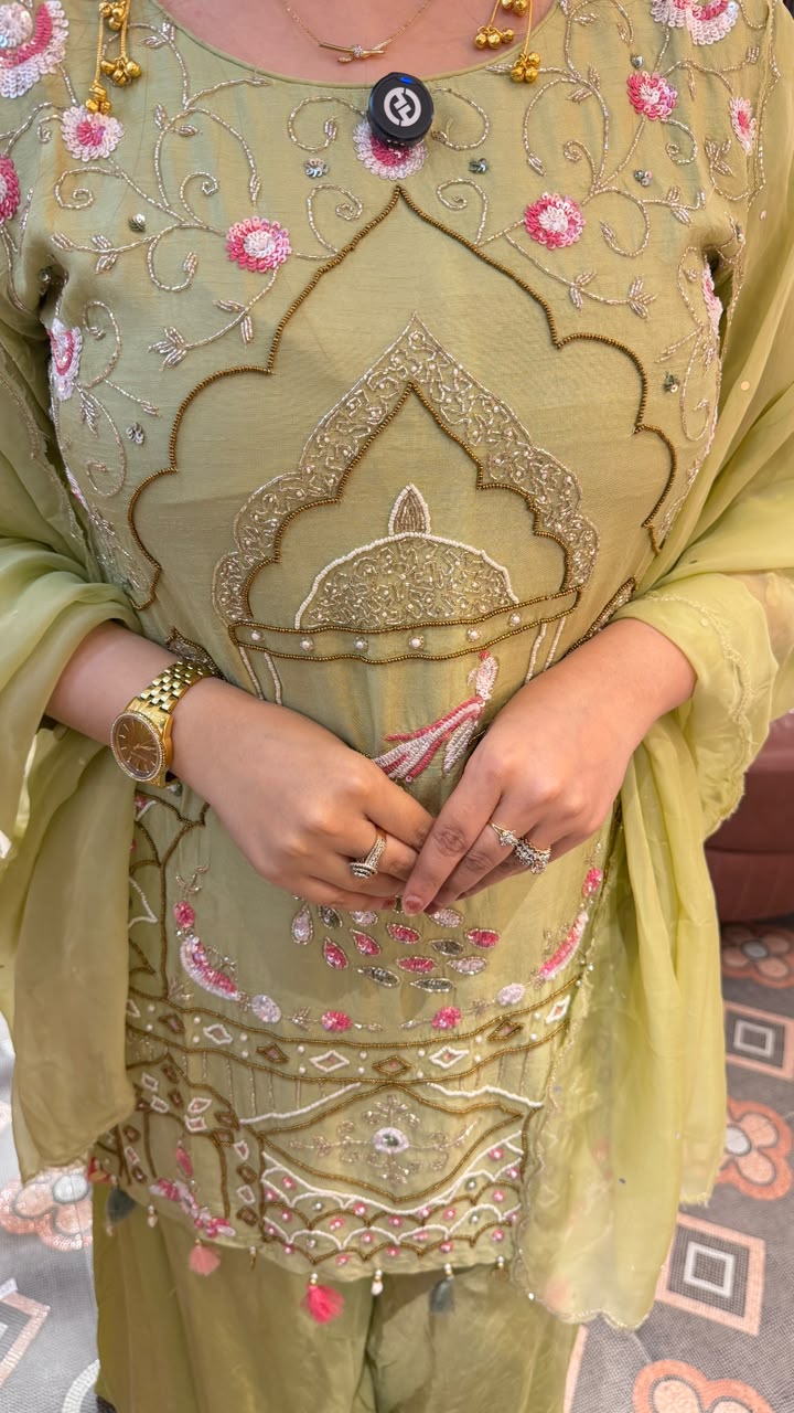 Designer Kurta Sharara Set with Chiffon Dupatta