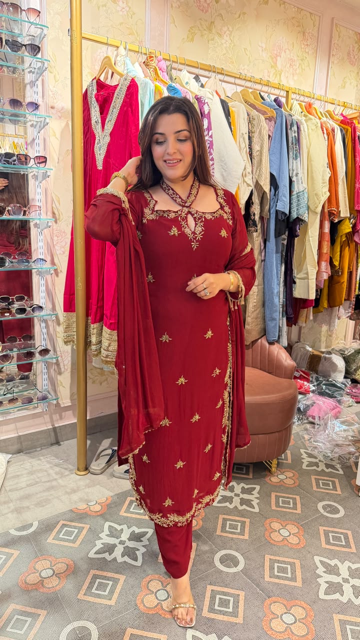Embroidered Straight-Cut Salwar Suit Set with Dupatta