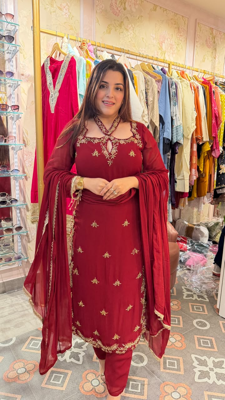Embroidered Straight-Cut Salwar Suit Set with Dupatta