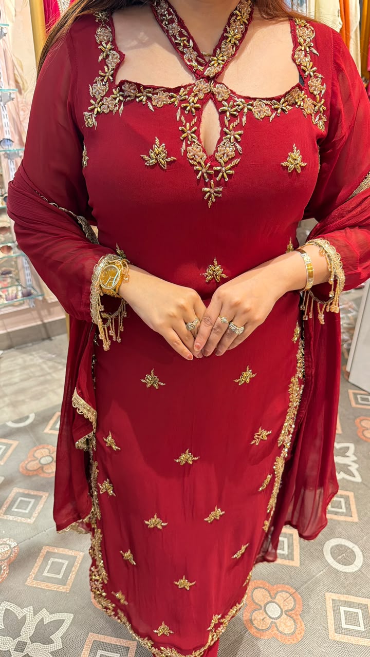Embroidered Straight-Cut Salwar Suit Set with Dupatta