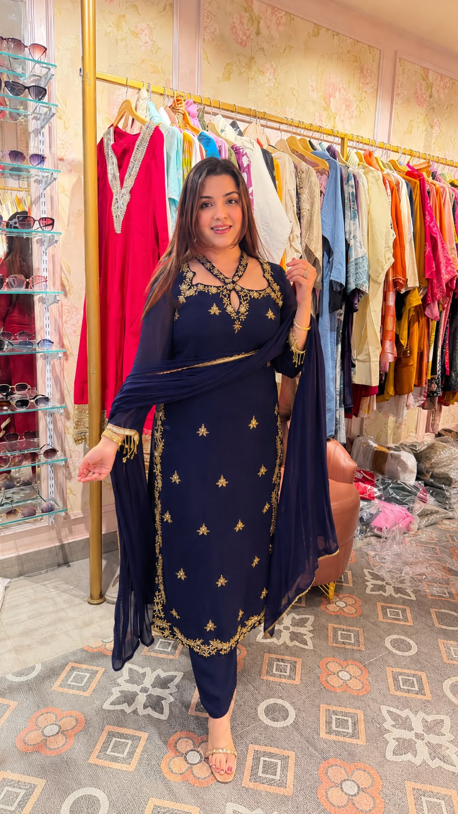 Embroidered Straight-Cut Salwar Suit Set with Dupatta